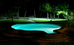 swimming pool at night